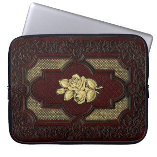 Housse Pour Ordinateur Portable Roses d'ivoire en cuir d'acajou