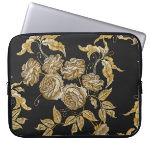 Housse Pour Ordinateur Portable Roses d'or : Motif de broderie Vintage