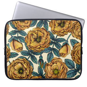 Housse Pour Ordinateur Portable Roses Jaunes d'or - Floral Vintage