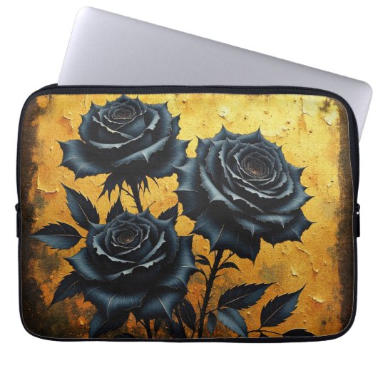 Housse Pour Ordinateur Portable Roses noires (Devant)