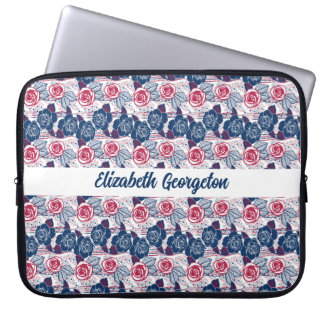 Housse Pour Ordinateur Portable Roses patriotiques étoiles - rouge blanc bleu