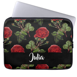 Housse Pour Ordinateur Portable Roses rouges de nom personnalisé