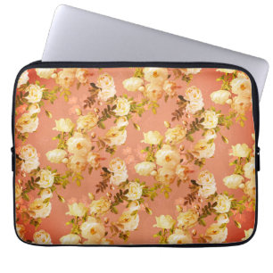 Housse Pour Ordinateur Portable Roses sucrés sur Arrière - plan orange