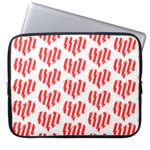 Housse Pour Ordinateur Portable Rouge Abstrait n Blancs Valentine Coeur