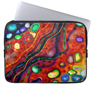 Housse Pour Ordinateur Portable Rouge, Bleu, Cuivre, Vert, Violet Abstrait
