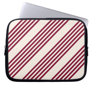 Housse Pour Ordinateur Portable Rouge bordeaux et beige cinq rayures motif