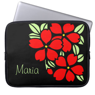 Housse Pour Ordinateur Portable Rouge Sakura Floral Japonais Kimono