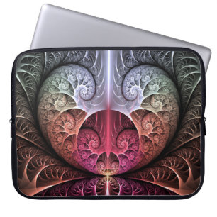 Housse Pour Ordinateur Portable Rythme cardiaque, art fractal de fantaisie surréal