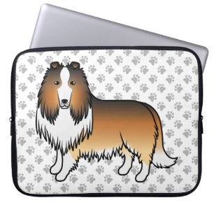 Housse Pour Ordinateur Portable Sable Rough Collie mignonne Cartoon Chien & Pâtes