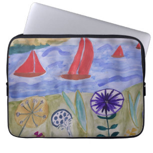 Housse Pour Ordinateur Portable Sails rouges et fleurs Manches pour ordinateur por
