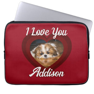 Housse Pour Ordinateur Portable Saint-Valentin amour de chien de coeur Nom photo p