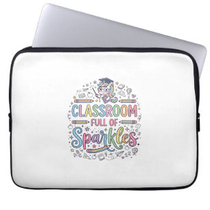 Housse Pour Ordinateur Portable Salle de classe licorne pleine de paillettes Merch