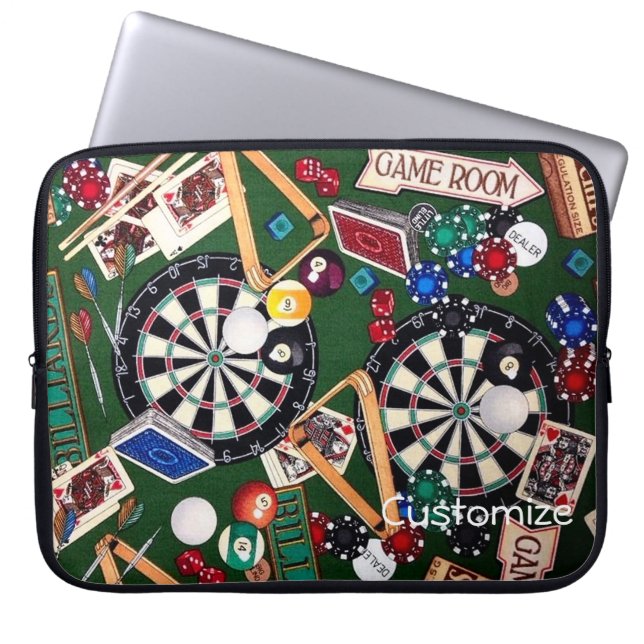 Housse Pour Ordinateur Portable Salle de jeu fléchettes Billard Cartes Ordinateur  (Devant)