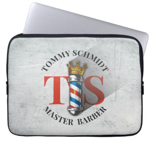 Housse Pour Ordinateur Portable Salon de coiffure Barber Hair Shop King Crown Mât