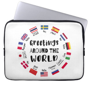 Housse Pour Ordinateur Portable Salutations autour du monde, Bonjour dans toutes l