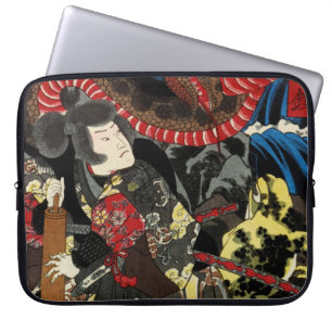 HOUSSE POUR ORDINATEUR PORTABLE SAMOURAÏ LUTTANT CONTRE UN CRAPAUD SERPENT GÉANT
