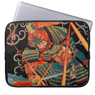 HOUSSE POUR ORDINATEUR PORTABLE SAMOURAÏ LUTTANT CONTRE UN MONSTRE