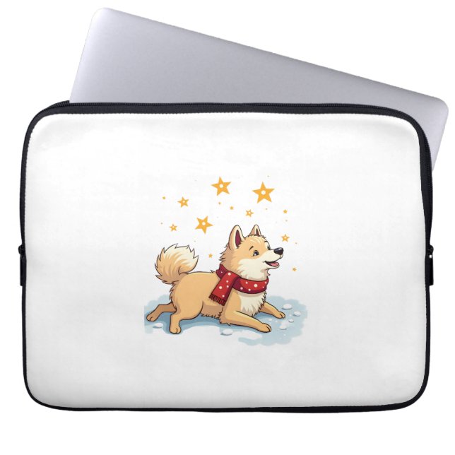 Housse Pour Ordinateur Portable Samoyed Ange de Neige (Devant)