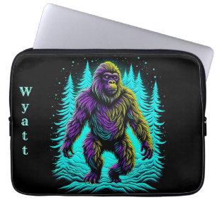 Housse Pour Ordinateur Portable Sasquatch Bigfoot en Turquoise et noir Personnalis