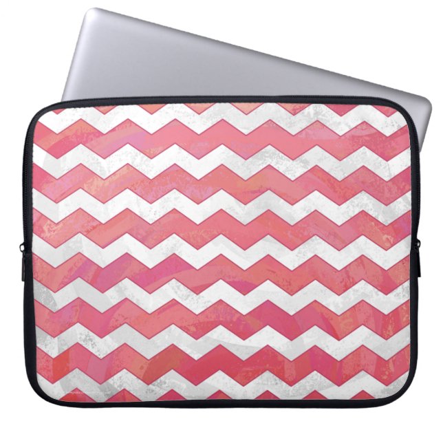 Housse Pour Ordinateur Portable Saumon Swirl Chevron Motif (Devant)