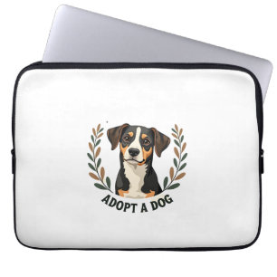 Housse Pour Ordinateur Portable Sauver une vie Adopter un chien Illustration vinta