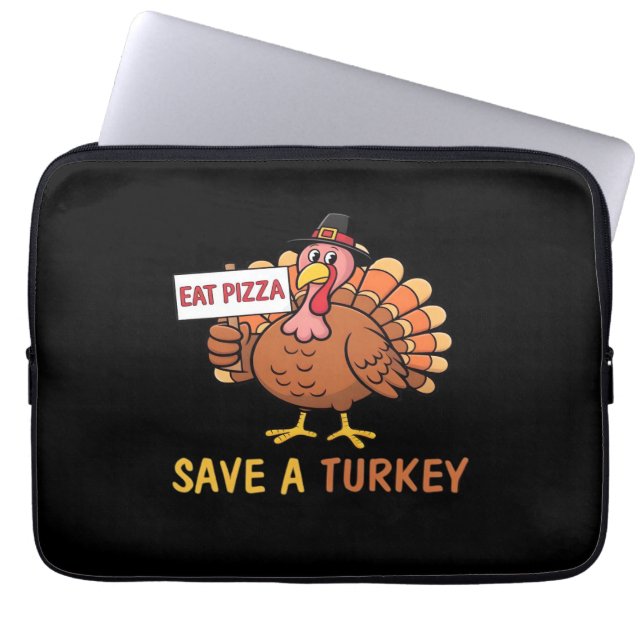 Housse Pour Ordinateur Portable Sauvez Une Turquie Mange Pizza Drôle Thanksgiving  (Devant)
