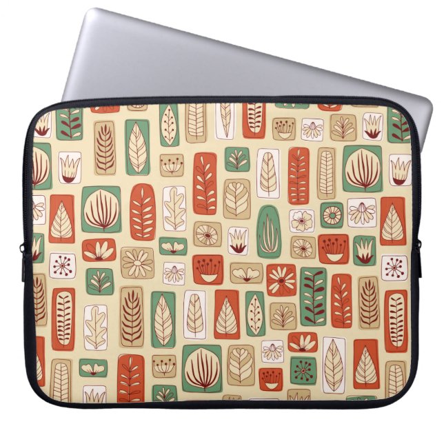Housse Pour Ordinateur Portable Scandinavian design tiles with abstract leaves . P (Devant)
