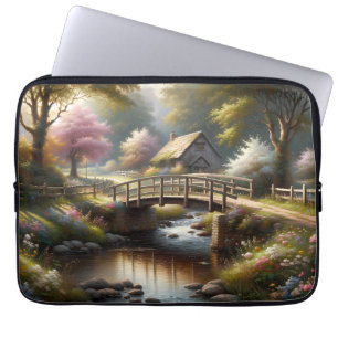 Housse Pour Ordinateur Portable Scène de cottage printanier Cottagecore