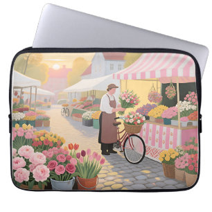 Housse Pour Ordinateur Portable Scène de rue Fleur Solaire