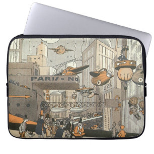 Housse Pour Ordinateur Portable Science-fiction urbaine vintage Paris, Steampunk