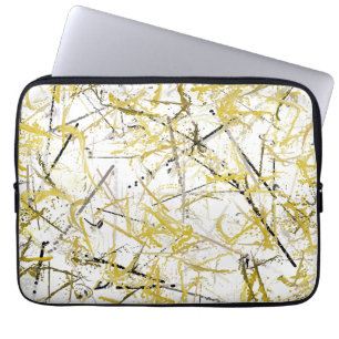 Housse Pour Ordinateur Portable Scribbles Abstraits - moutarde et Brown