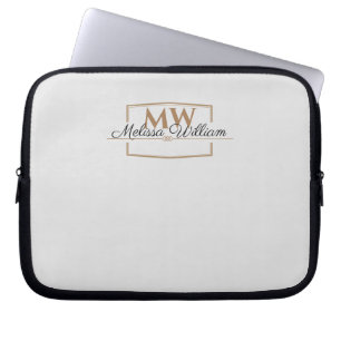 Housse Pour Ordinateur Portable Script de nom de monogramme Silver Gold