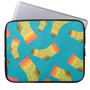 Housse Pour Ordinateur Portable Seamless linear pattern with socks. The illustrati
