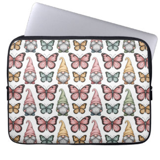 Housse Pour Ordinateur Portable Seamless Pattern with Gnomes and Butterflies