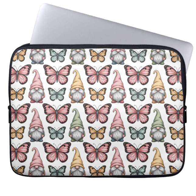 Housse Pour Ordinateur Portable Seamless Pattern with Gnomes and Butterflies (Devant)