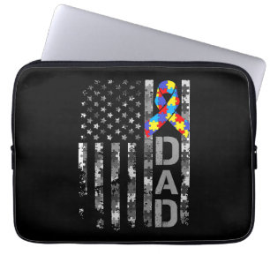 Housse Pour Ordinateur Portable Sensibilisation sur l'autisme Papa USA Drapeau Fêt