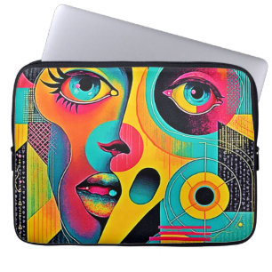 Housse Pour Ordinateur Portable Sentiments Colorés : Visage Abstrait