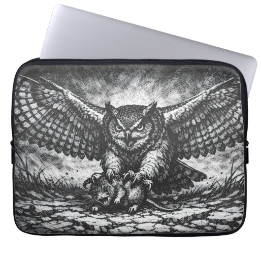 Housse Pour Ordinateur Portable Sentinelle Hibou ailé par BurnsInHell (Devant)