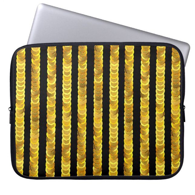 Housse Pour Ordinateur Portable Séquins motif, perles, strass, mode 3D. (Devant)