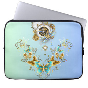 Housse Pour Ordinateur Portable Sérénité mécanique - Design Steampunk Turquoise