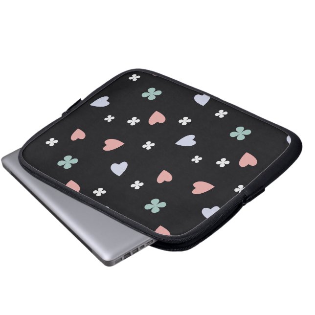 Housse Pour Ordinateur Portable Shamrock et Motif de coeur (Devant bas)