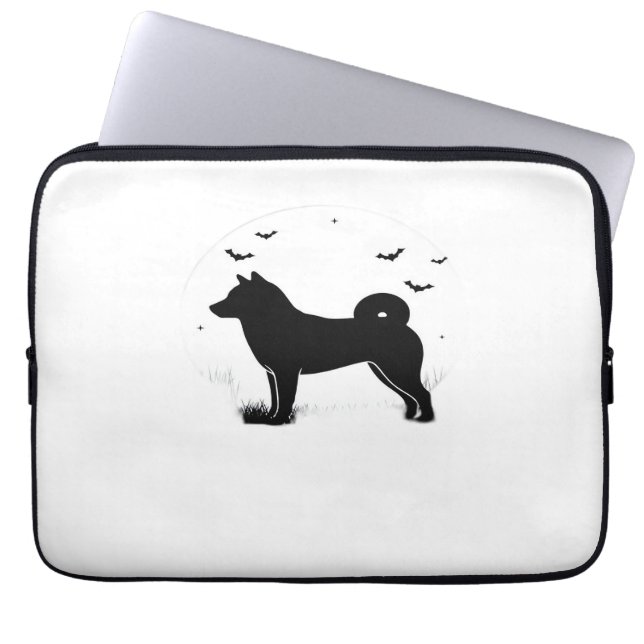 Housse Pour Ordinateur Portable Shiba Inu Chien - Halloween Lune Silhouette Oversi (Devant)