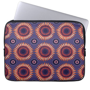 Housse Pour Ordinateur Portable Shweshwe circulaire africaine violette orange