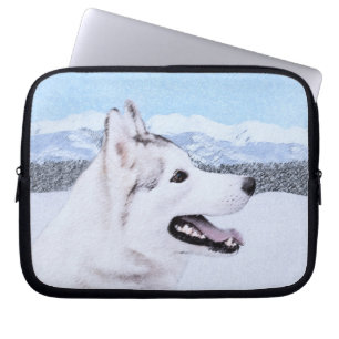 Housse Pour Ordinateur Portable Sibérie Husky (argent et blanc) Peinture Chien Art