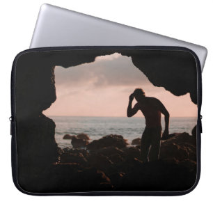 Housse Pour Ordinateur Portable Silhouette de l'homme dans la grotte
