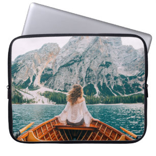 Housse Pour Ordinateur Portable Silhouette Femme Lac Alpin Nature