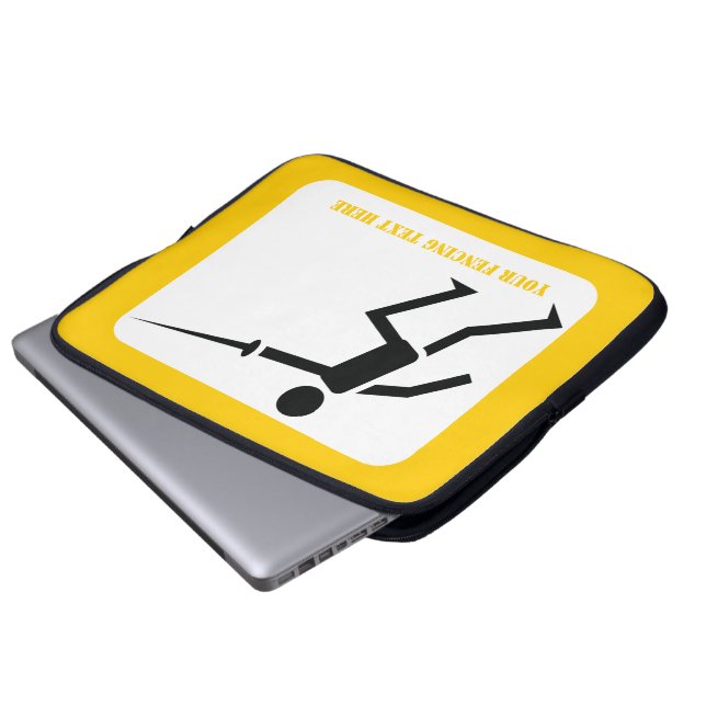 Housse Pour Ordinateur Portable Silhouette noire Fencer avec clôture d'épée person (Devant bas)