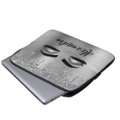 Housse Pour Ordinateur Portable Silver Glitter Sparkle Eyelashes Monogram (Devant bas)