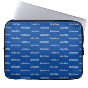 Housse Pour Ordinateur Portable Simple Blue with Gray Name Pattern