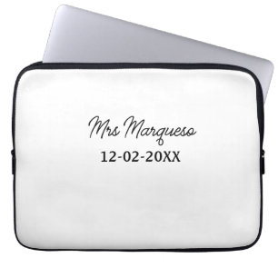 Housse Pour Ordinateur Portable simple monogramme minimaliste Mme M. nom date anné